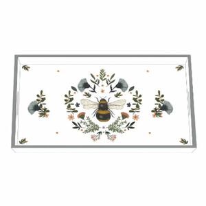 PPD White Blue Black Gold Secret Bee Lacquered Vanity Tray